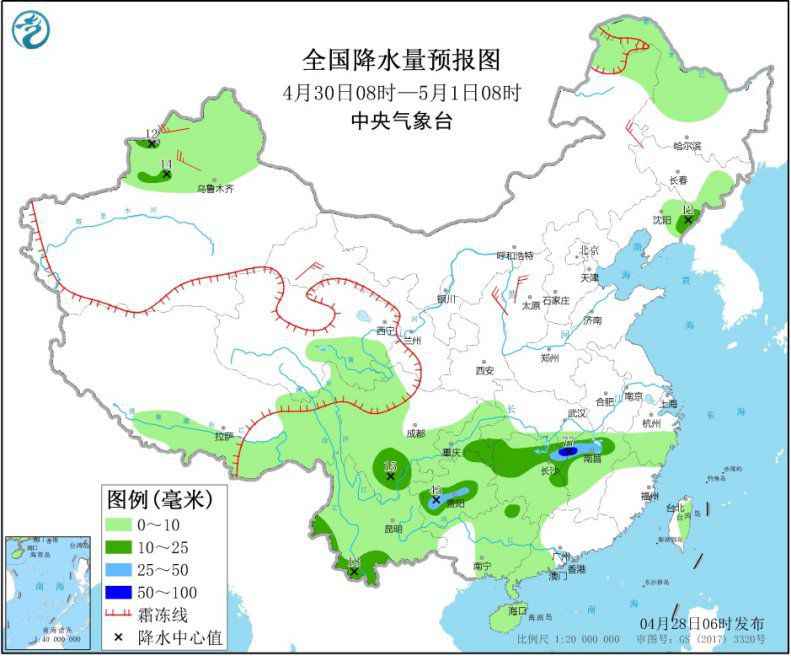 云南多阴雨天气 华北黄淮气温大幅上升